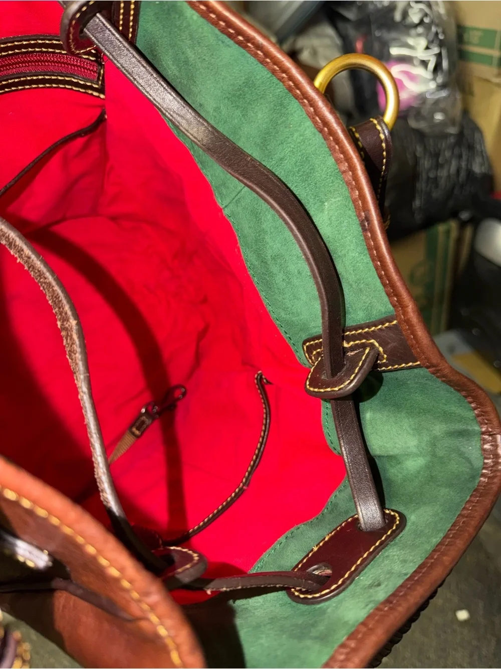 Dooney & Bourke Buckley Bag Leather Tote with Dual Handles in the color Chestnut